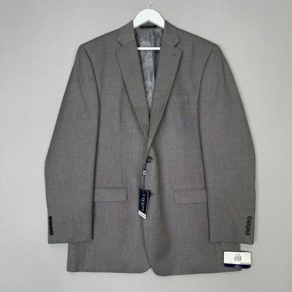 Chaps Blazer Mens 44L Black White Micro Check Sport Coat 2 Button Suit Jacket
